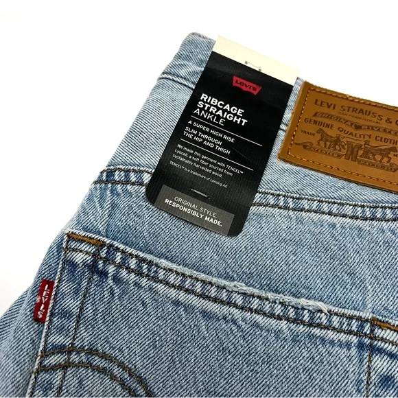 Levi’s Ribcage Straight Ankle High Waist Middle Road Wash Womens 31x27 NEW - Picture 4 of 7